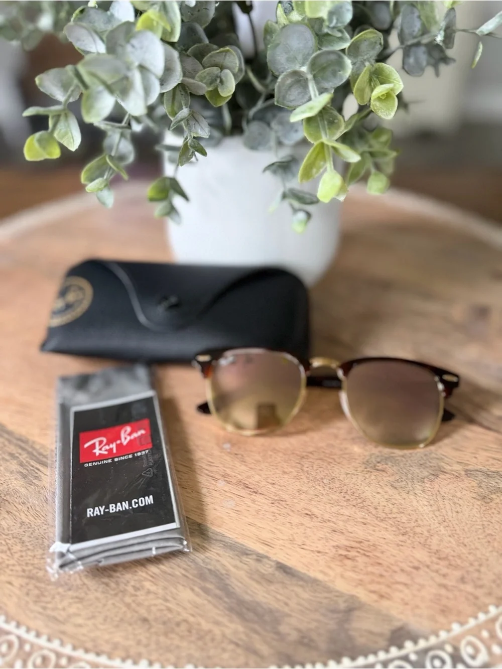 Ray-Ban Clubmaster Sunglasses Brown and Gold - Picture 2 of 7